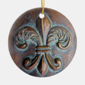 Fleur De Lis, met een druk van koper Keramisch Ornament (Voorkant)