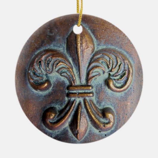 Fleur De Lis, met een druk van koper Keramisch Ornament (Voorkant)