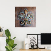 Fleur De Lis, met een druk van koper Poster (Thuiskantoor)