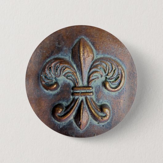 Fleur De Lis, met een druk van koper Ronde Button 5,7 Cm (Voorkant)