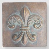 Fleur De Lis, met een druk van koper Stenen Onderzetter (Voorkant)