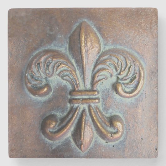 Fleur De Lis, met een druk van koper Stenen Onderzetter (Voorkant)