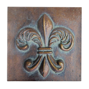 Fleur De Lis, met een druk van koper Tegeltje