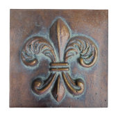 Fleur De Lis, met een druk van koper Tegeltje (Voorkant)
