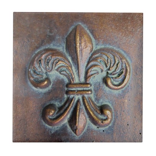 Fleur De Lis, met een druk van koper Tegeltje (Voorkant)