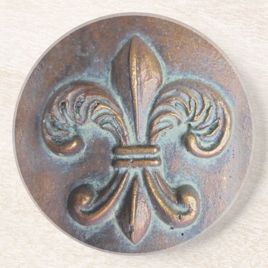 Fleur De Lis, met een druk van koper Zandsteen Onderzetter (Voorkant)