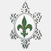 Fleur de Lis met Holly en Berries Tin Sneeuwvlok Ornament (Rechts)