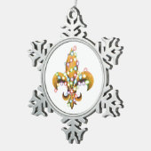 Fleur de Lis met licht op Tin Sneeuwvlok Ornament (Rechts)