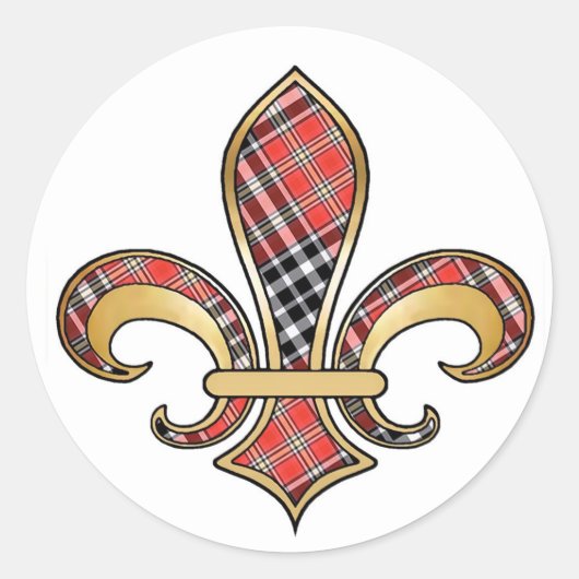 Fleur de Lis met patroon 02 Ronde Sticker (Voorkant)
