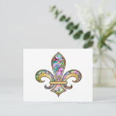 Fleur de Lis met patroon - 09 Briefkaart (Staand voorkant)