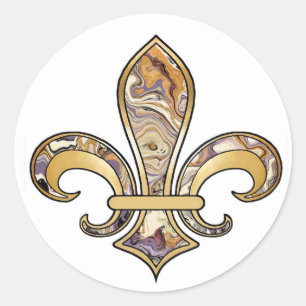 Fleur de Lis met patroon - 12 Ronde Sticker