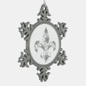 Fleur de Lis met Snowflakes op Tin Sneeuwvlok Ornament (Links)