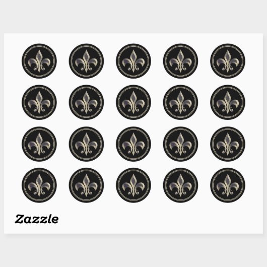 Fleur de Lis Metallic Gold Ronde Sticker (Vel)