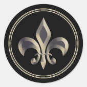 Fleur de Lis Metallic Gold Ronde Sticker (Voorkant)
