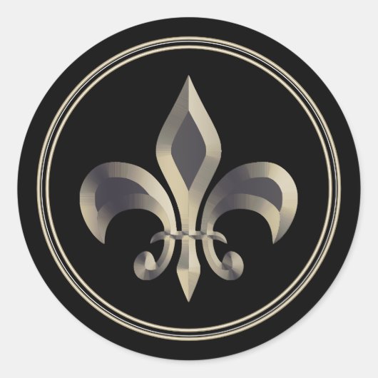 Fleur de Lis Metallic Gold Ronde Sticker (Voorkant)