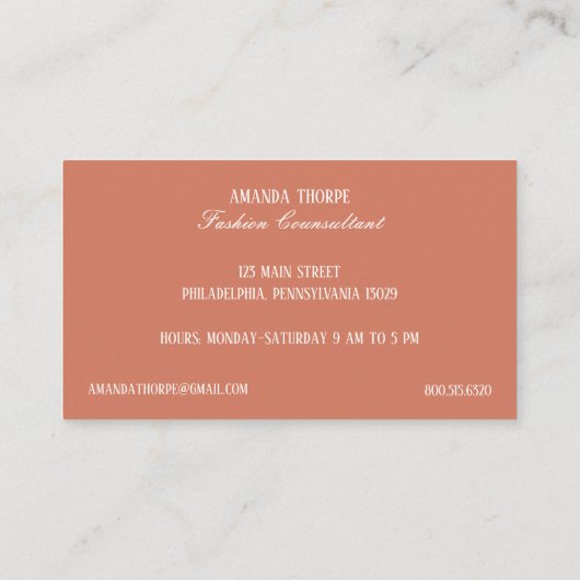 Fleur de Lis Mode Boutique Visitekaartje (Achterkant)