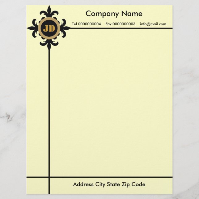 Fleur de lis monogram Letterhead Gepersonaliseerd Briefhoofd (Voorkant)