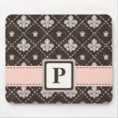 Fleur De Lis Monogram Muismat Roze lint (Voorkant)