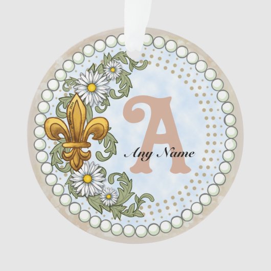 Fleur De Lis Monogram  Ornament (voorkant)