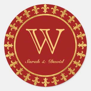 Fleur-de-lis monogram ronde sticker