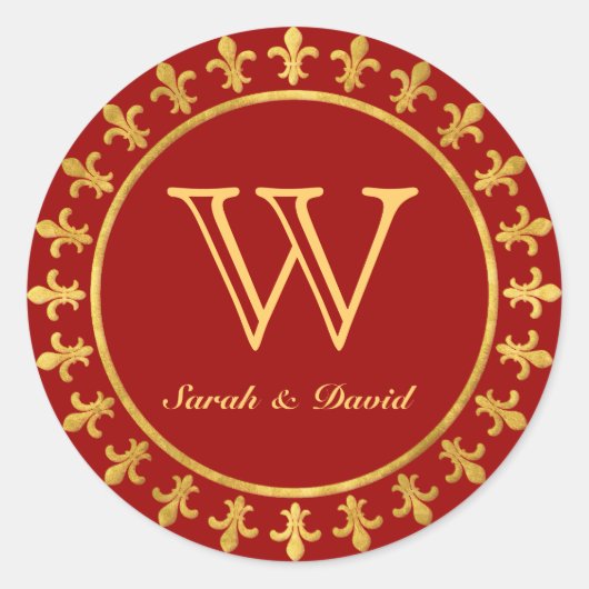 Fleur-de-lis  monogram ronde sticker (Voorkant)