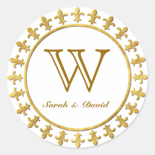 Fleur-de-lis monogram ronde sticker