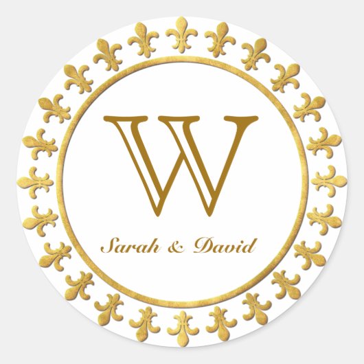 Fleur-de-lis monogram ronde sticker (Voorkant)