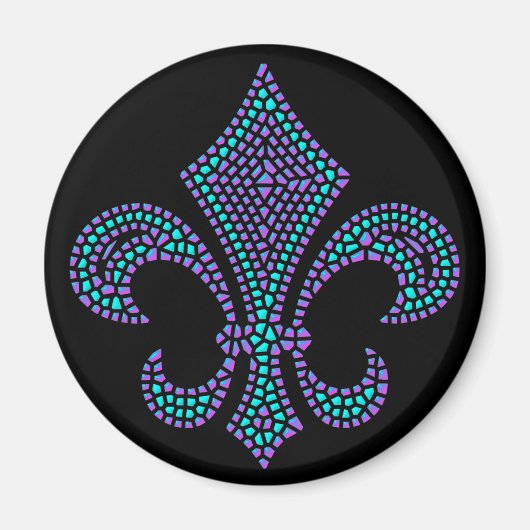 Fleur De Lis Mozaïek Bevel Pastel Magneet (Voorkant)