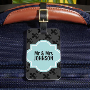 Fleur de lis Mr en Mrs travel bagagelabels