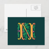 Fleur-de-lis N Monogram Briefkaart (Voorkant / Achterkant)