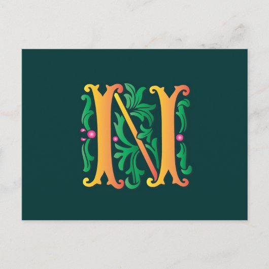 Fleur-de-lis N Monogram Briefkaart (Voorkant)