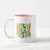 Fleur-de-lis N Monogram Tweekleurige Koffiemok (Links)
