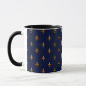 Fleur-de-Lis - Navy Blue & Gold Mok (Links)