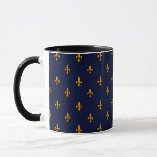 Fleur-de-Lis - Navy Blue & Gold Mok