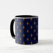 Fleur-de-Lis - Navy Blue & Gold Mok (Voorkant links)