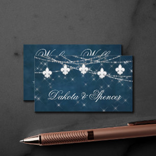 Fleur de Lis Navy Blue Light   Rustige wending wel Informatiekaartje