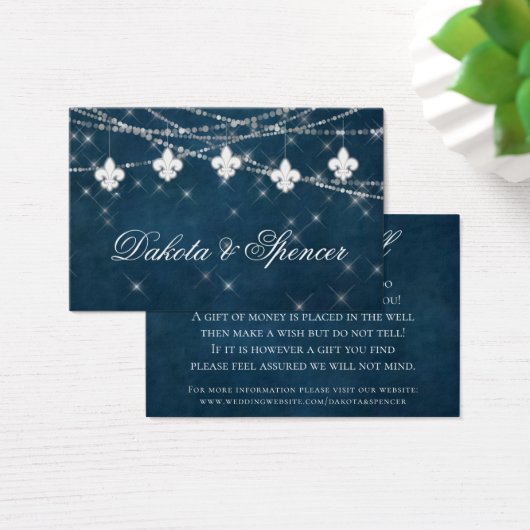 Fleur de Lis Navy Blue Light | Rustige wending wel Visitekaartjes (Bureau)