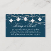 Fleur de Lis Navy Blue Lights | Baby een boek bren Informatiekaartje (Voorkant)
