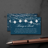 Fleur de Lis Navy Blue Lights | Baby een boek bren Informatiekaartje