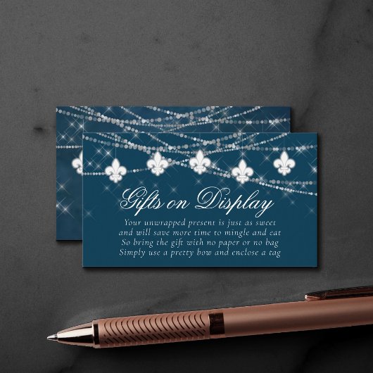 Fleur de Lis Navy Blue Lights | Cadeaubonnen Informatiekaartje