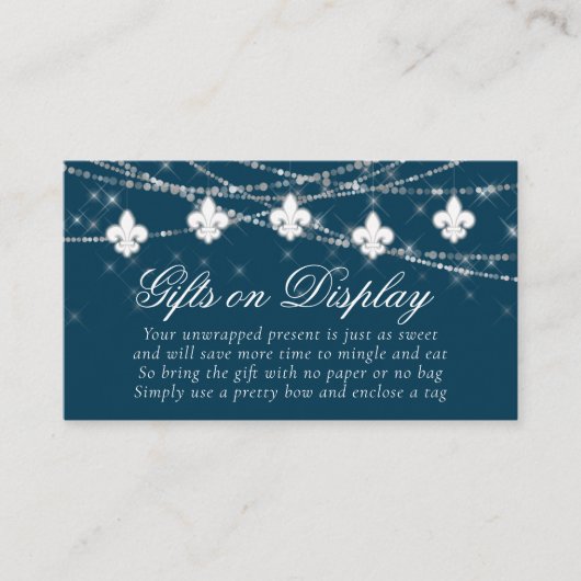 Fleur de Lis Navy Blue Lights | Cadeaubonnen Informatiekaartje (Voorkant)