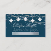 Fleur de Lis Navy Blue Lights | Diaper Raffle Informatiekaartje (Voorkant)
