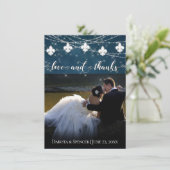 Fleur de Lis Navy Blue Lights | Foto's en Bedankkaart (Staand voorkant)