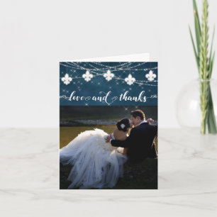 Fleur de Lis Navy Blue Lights   Foto's en Bedankkaart