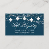 Fleur de Lis Navy Blue Lights | Geschenkregister Informatiekaartje (Voorkant)