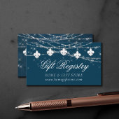Fleur de Lis Navy Blue Lights | Geschenkregister Informatiekaartje