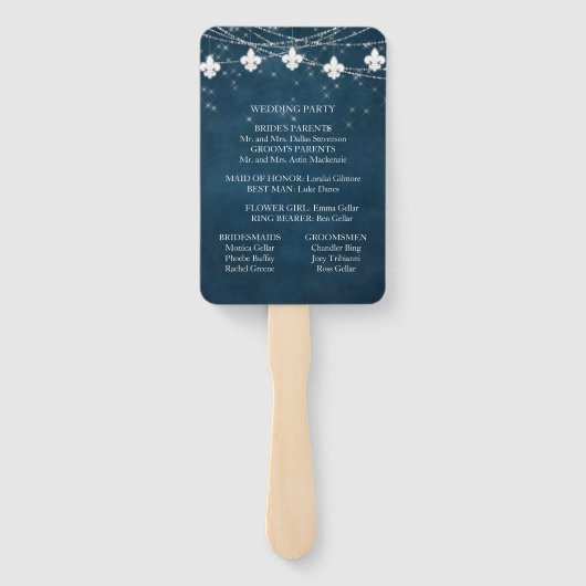 Fleur de Lis Navy Blue Lights | Programma Rustic Handwaaier (Achterkant)
