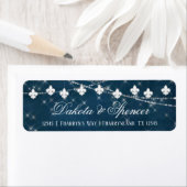 Fleur de Lis Navy Blue Lights | Roestvast adres Etiket (Insitu)