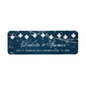 Fleur de Lis Navy Blue Lights | Roestvast adres Etiket (Voorkant)