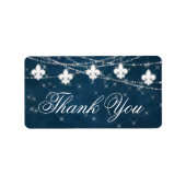 Fleur de Lis Navy Blue Lights | Rustic Hartelijk d Etiket (Voorkant)